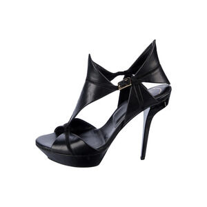 Roger Vivier Designer Posh Black Leather & Suede accent Stilettos Heels Size 7